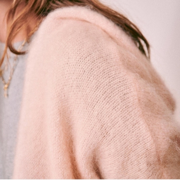 Nwt! Sezane Amandine kid mohair hooded Jumper in nude rosy beige - Picture 4 of 11